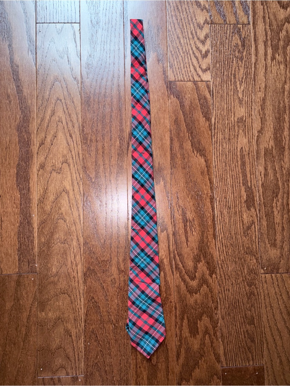 Boys Plaid Slim Tie - Red and Blue
